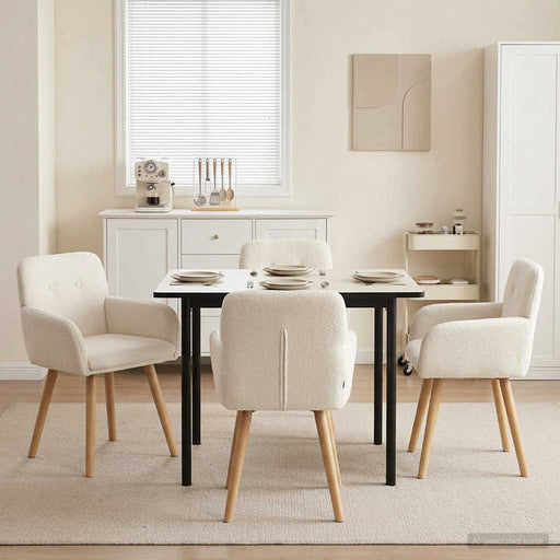 Scaune de dining 4 pcs Bouclé Crem 59 x 57 x 85 cm - WALTI WALTI