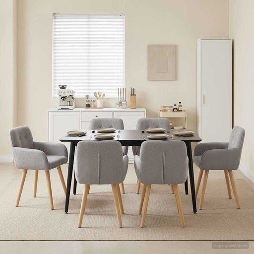 Scaune de dining 6 pcs Bouclé Gri deschis 59 x 57 x 85 cm - WALTI WALTI