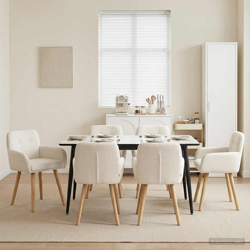 Scaune de dining 6 pcs Bouclé Crem 59 x 57 x 85 cm - WALTI WALTI