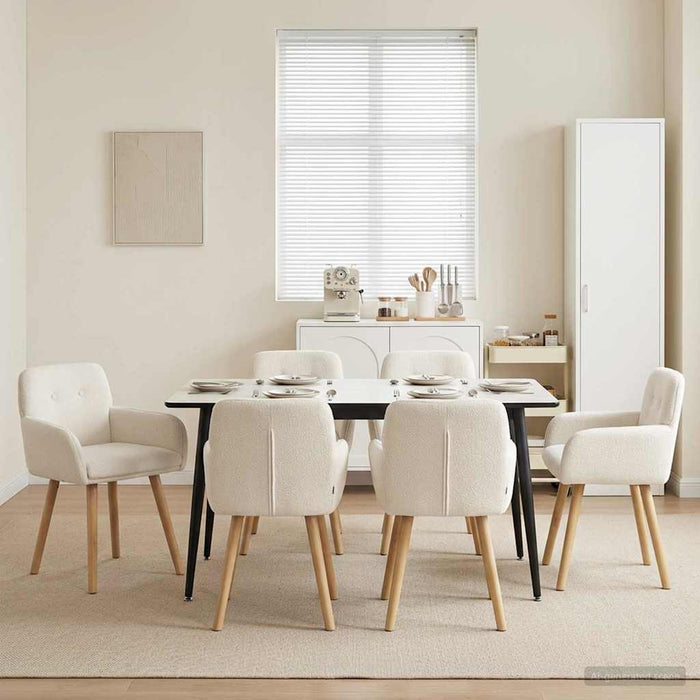 Scaune de dining 6 pcs Bouclé Crem 59 x 57 x 85 cm WALTI