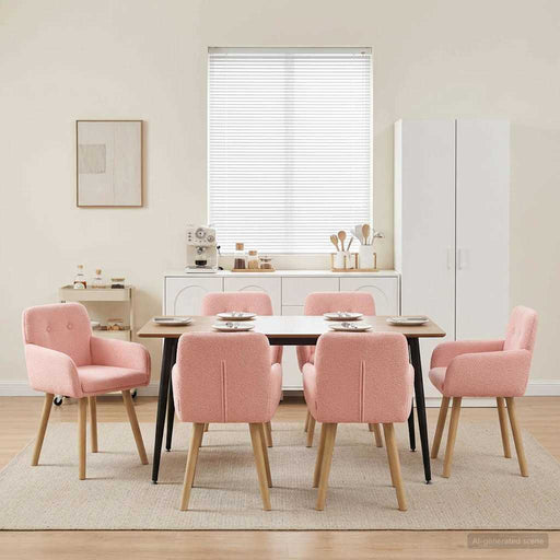 Scaune de dining 6 pcs Bouclé Roz 59 x 57 x 85 cm - WALTI WALTI