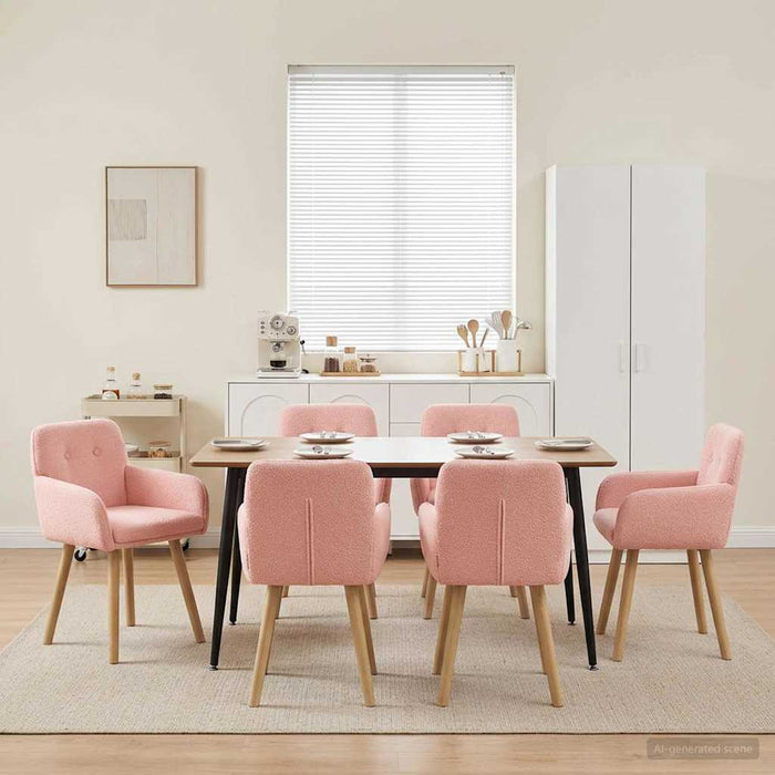 Scaune de dining 6 pcs Bouclé Roz 59 x 57 x 85 cm WALTI