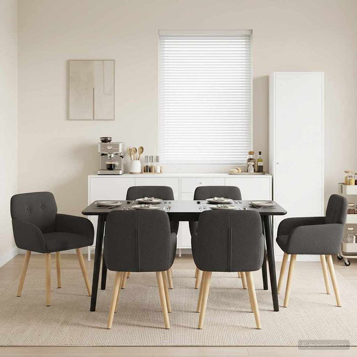 Scaune de dining 6 pcs Bouclé Gri închis 59 x 57 x 85 cm WALTI