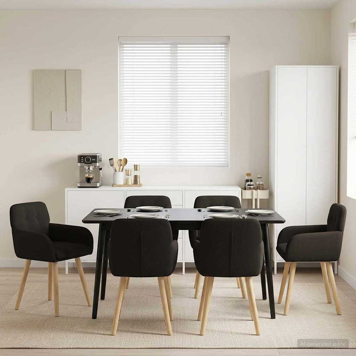 Scaune de dining 6 pcs Bouclé Negru 59 x 57 x 85 cm WALTI