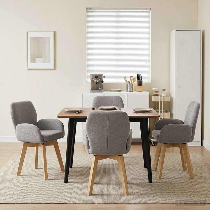Scaune de dining rotative 4 pcs Bouclé Gri deschis WALTI
