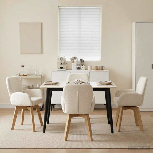 Scaune de dining rotative 4 pcs Bouclé Crem 54 x 58 x 87 cm - WALTI WALTI