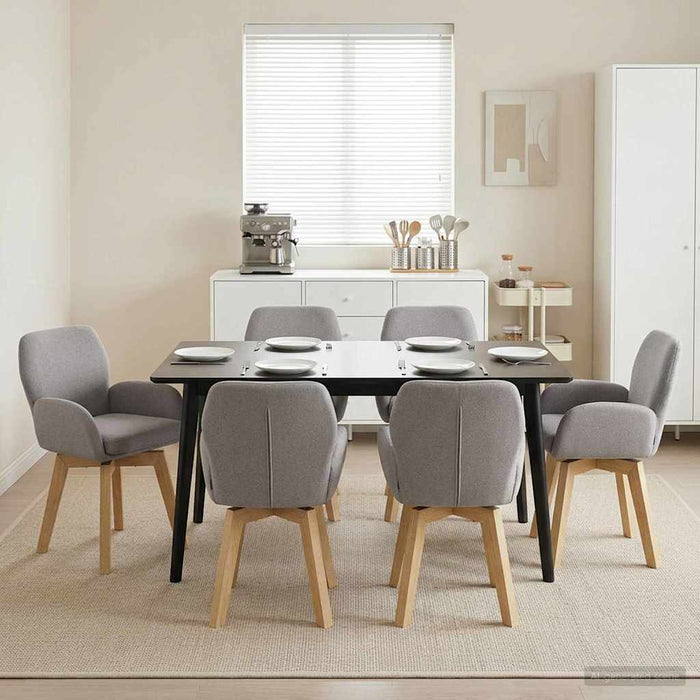 Scaune de dining rotative 6 pcs Bouclé Gri deschis WALTI