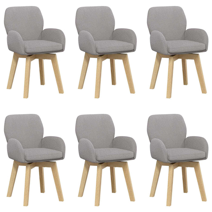 Scaune de dining rotative 6 pcs Bouclé Gri deschis WALTI