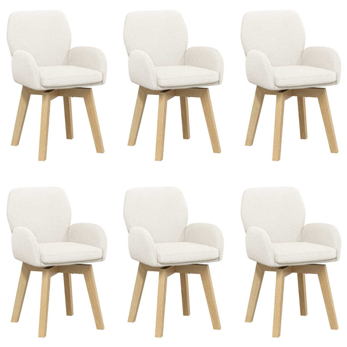 Scaune de dining rotative 6 pcs Bouclé Crem 54 x 58 x 87 cm WALTI