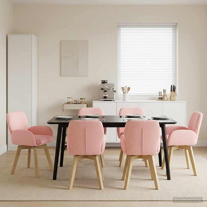 Scaune de dining rotative 6 pcs Bouclé Roz 54 x 58 x 87 cm WALTI