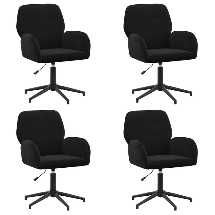 Scaune birou cu rotire 4 buc. 54 x 55 x 90 cm Negru Catifea WALTI