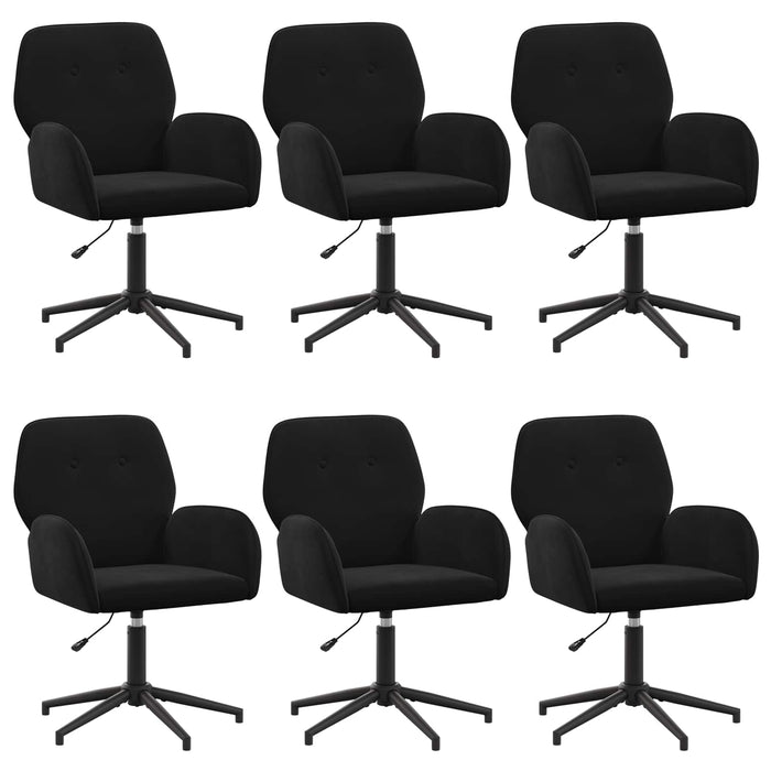 Scaune birou cu rotire 6 buc. 54 x 55 x 90 cm Negru Catifea WALTI