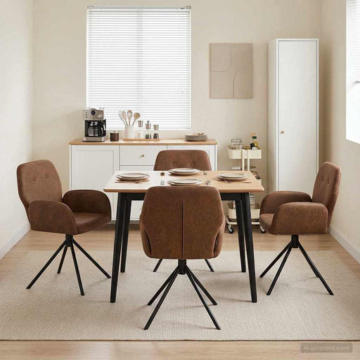 Scaune de dining rotative 4 pcs Piele Suedată Sintetică Maro - WALTI WALTI
