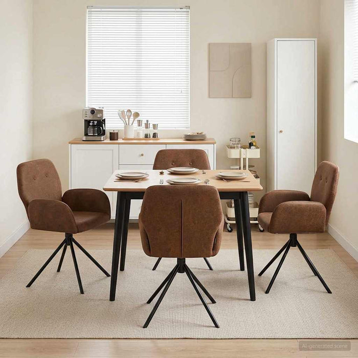 Scaune de dining rotative 4 pcs Piele Suedată Sintetică Maro WALTI
