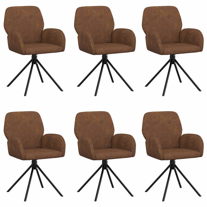 Scaune de dining rotative 6 pcs Piele Suedată Sintetică Maro WALTI