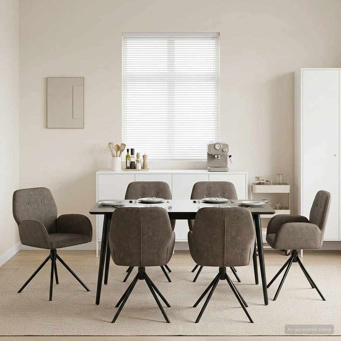 Scaune de dining rotative 6 pcs Piele Suedată Sintetică WALTI