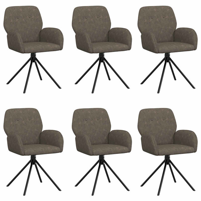Scaune de dining rotative 6 pcs Piele Suedată Sintetică WALTI