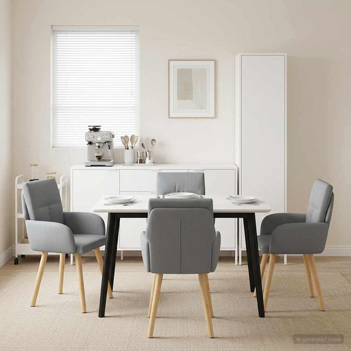 Scaune de dining 4 pcs Țesătură Gri deschis 60 x 56 x 96 cm WALTI