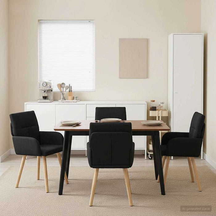 Scaune de dining 4 pcs Țesătură Negru 60 x 56 x 96 cm WALTI