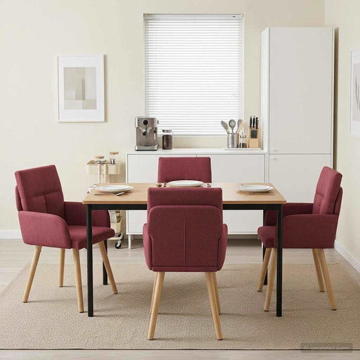 Scaune de dining 4 pcs Țesătură Roșu Vin 60 x 56 x 96 cm - WALTI WALTI