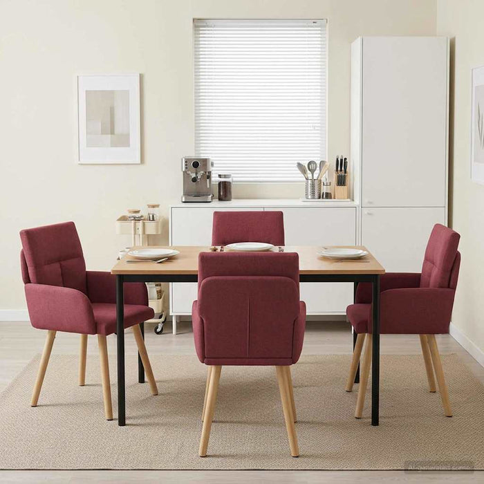 Scaune de dining 4 pcs Țesătură Roșu Vin 60 x 56 x 96 cm WALTI