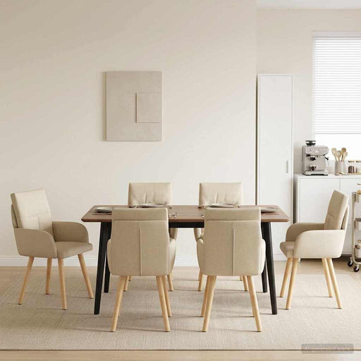 Scaune de dining 4 pcs Țesătură Crem 60 x 56 x 96 cm - WALTI WALTI