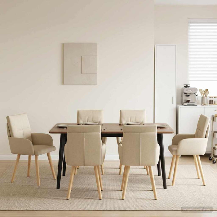 Scaune de dining 4 pcs Țesătură Crem 60 x 56 x 96 cm WALTI