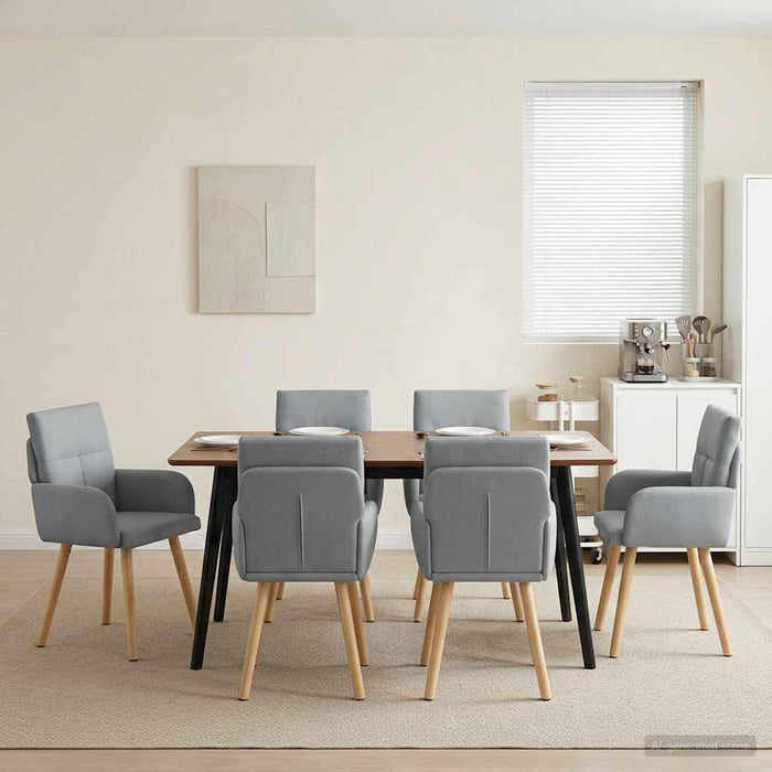 Scaune de dining 6 pcs Țesătură Gri deschis 60 x 56 x 96 cm WALTI