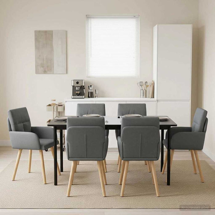 Scaune de dining 6 pcs Țesătură Gri închis 60 x 56 x 96 cm WALTI