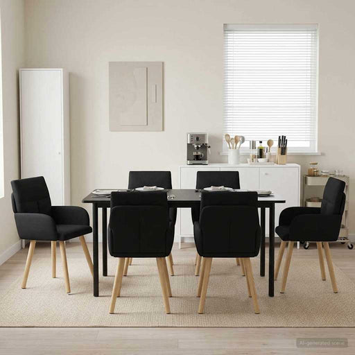 Scaune de dining 6 pcs Țesătură Negru 60 x 56 x 96 cm - WALTI WALTI