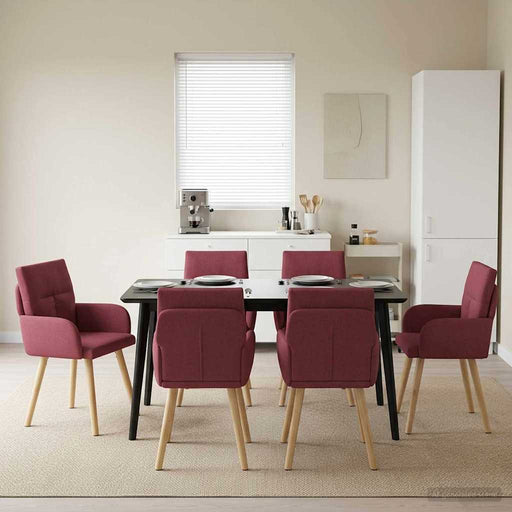 Scaune de dining 6 pcs Țesătură Roșu Vin 60 x 56 x 96 cm - WALTI WALTI