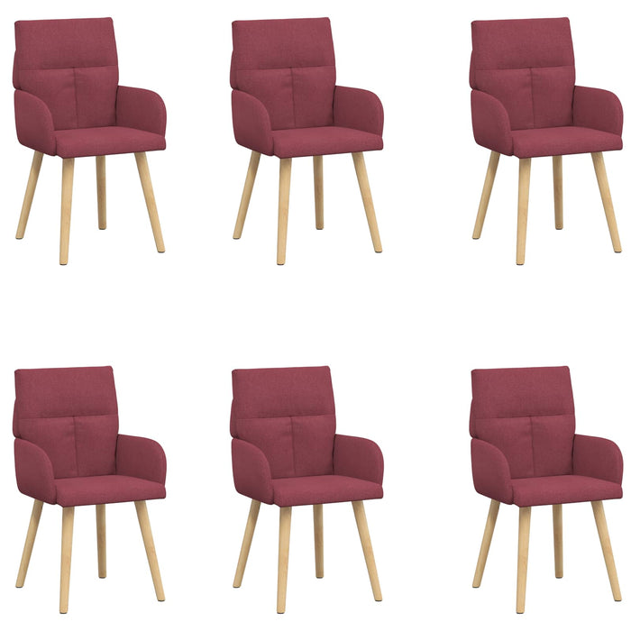 Scaune de dining 6 pcs Țesătură Roșu Vin 60 x 56 x 96 cm WALTI