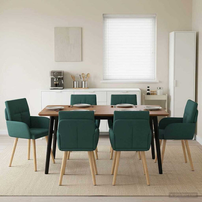 Scaune de dining 6 pcs Țesătură Verde închis 60 x 56 x 96 cm WALTI