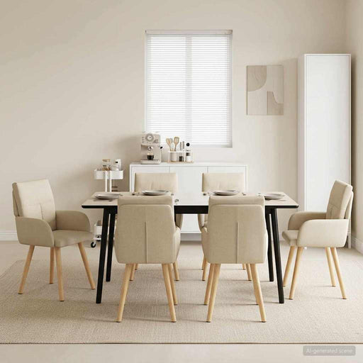 Scaune de dining 6 pcs Țesătură Crem 60 x 56 x 96 cm - WALTI WALTI