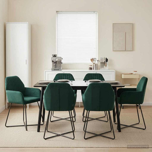 Scaune de dining 4 pcs Catifea Verde închis 55 x 50 x 84 cm - WALTI WALTI