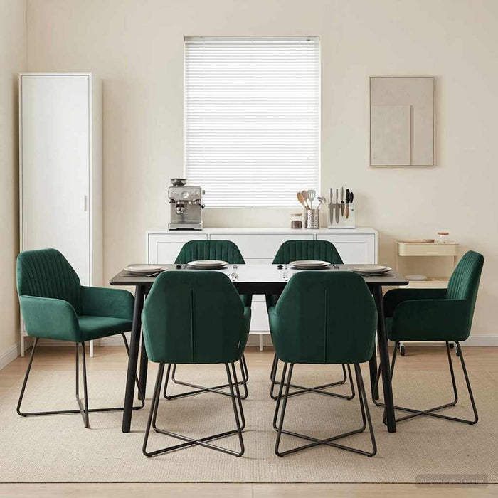 Scaune de dining 4 pcs Catifea Verde închis 55 x 50 x 84 cm WALTI