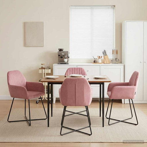 Scaune de dining 4 pcs Catifea Roz 55 x 50 x 84 cm - WALTI WALTI