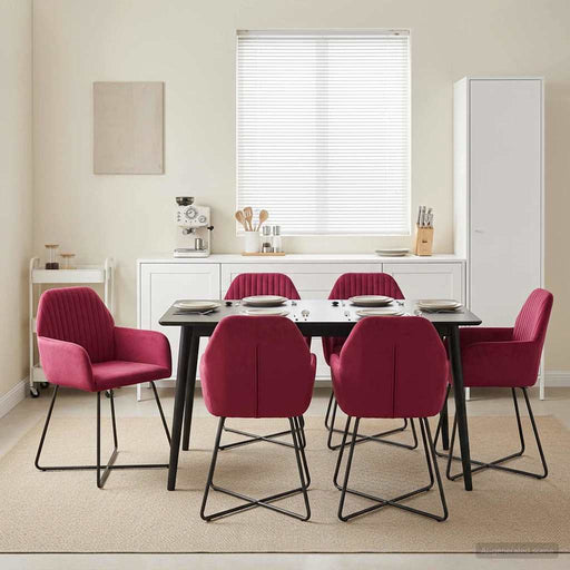 Scaune de dining 4 pcs Catifea Roșu Vin 55 x 50 x 84 cm - WALTI WALTI