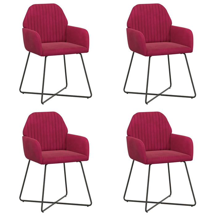 Scaune de dining 4 pcs Catifea Roșu Vin 55 x 50 x 84 cm WALTI