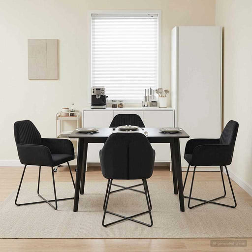 Scaune de dining 4 pcs Catifea Negru 55 x 50 x 84 cm - WALTI WALTI