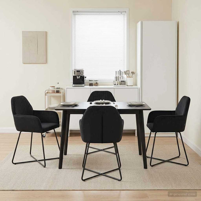 Scaune de dining 4 pcs Catifea Negru 55 x 50 x 84 cm WALTI