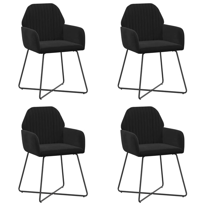 Scaune de dining 4 pcs Catifea Negru 55 x 50 x 84 cm WALTI