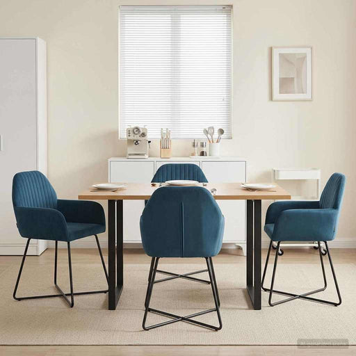 Scaune de dining 4 pcs Catifea albastru 55 x 50 x 84 cm - WALTI WALTI