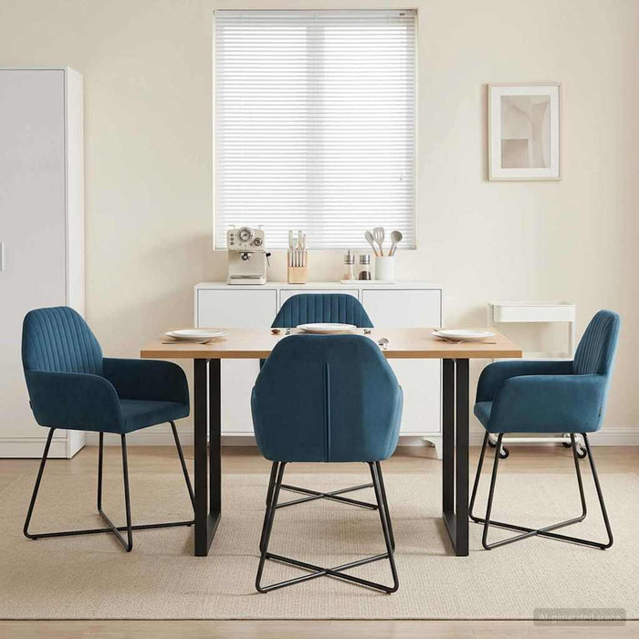 Scaune de dining 4 pcs Catifea albastru 55 x 50 x 84 cm WALTI