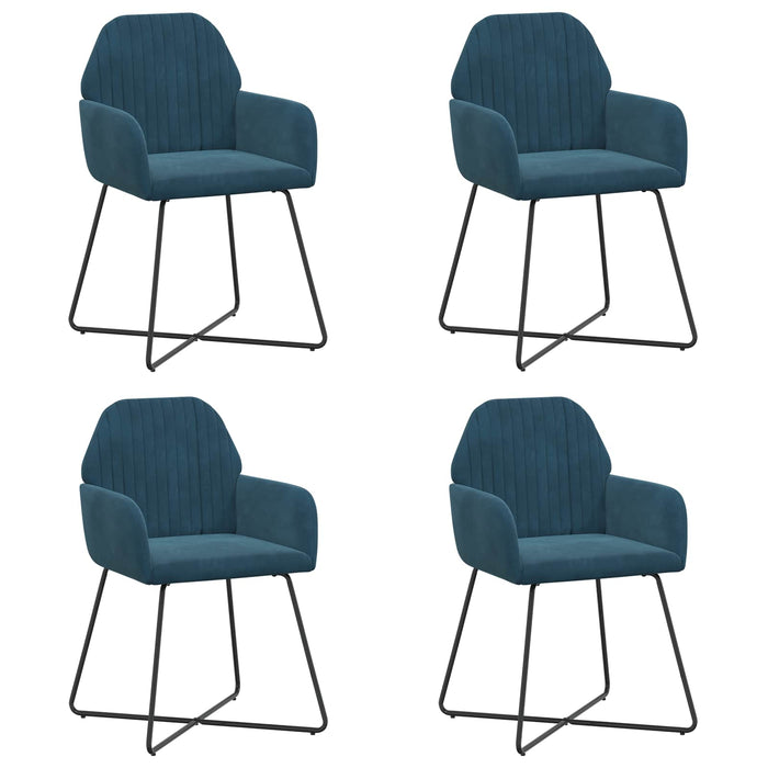 Scaune de dining 4 pcs Catifea albastru 55 x 50 x 84 cm WALTI