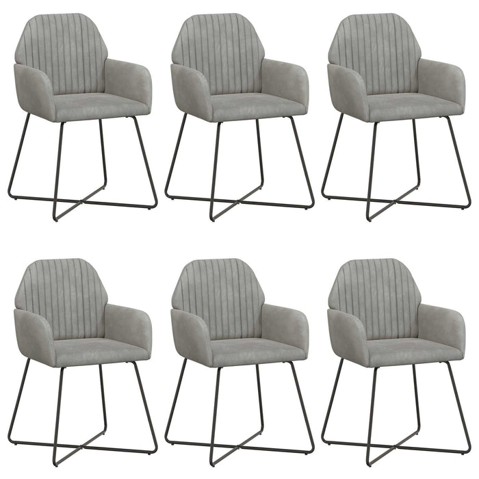 Scaune de dining 6 pcs Catifea Gri deschis 55 x 50 x 84 cm WALTI