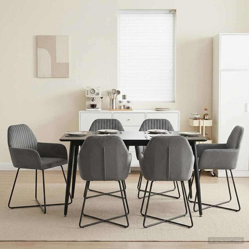 Scaune de dining 6 pcs Catifea Gri închis 55 x 50 x 84 cm - WALTI WALTI