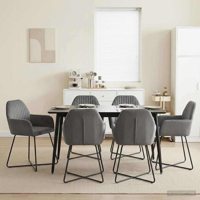 Scaune de dining 6 pcs Catifea Gri închis 55 x 50 x 84 cm WALTI