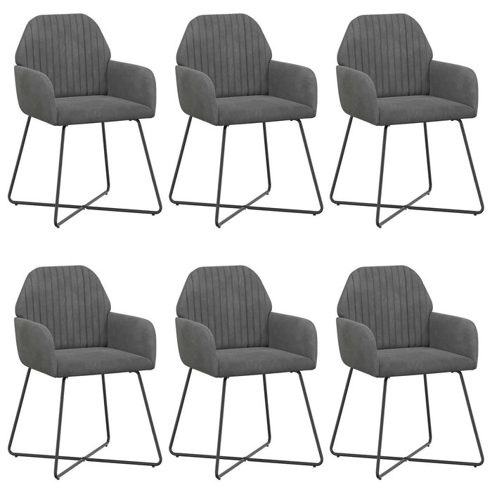 Scaune de dining 6 pcs Catifea Gri închis 55 x 50 x 84 cm WALTI