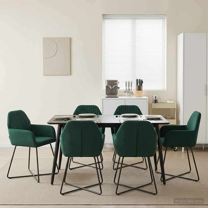 Scaune de dining 6 pcs Catifea Verde închis 55 x 50 x 84 cm WALTI